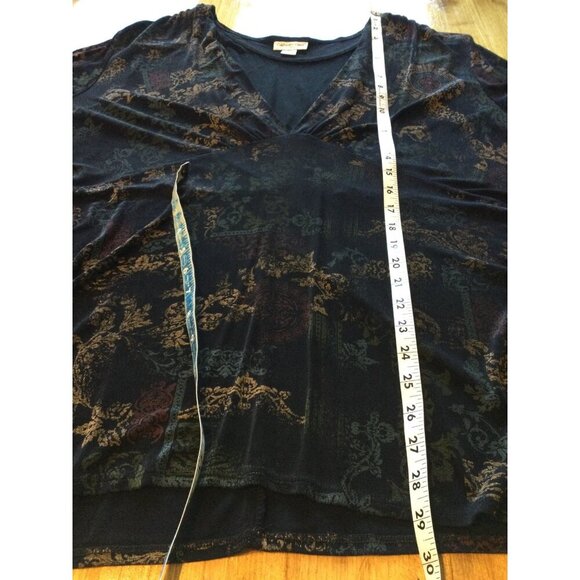 Coldwater Creek Womens 3X Dark Floral Babydoll Fairy Top Blouse Whimsigoth - Picture 8 of 8